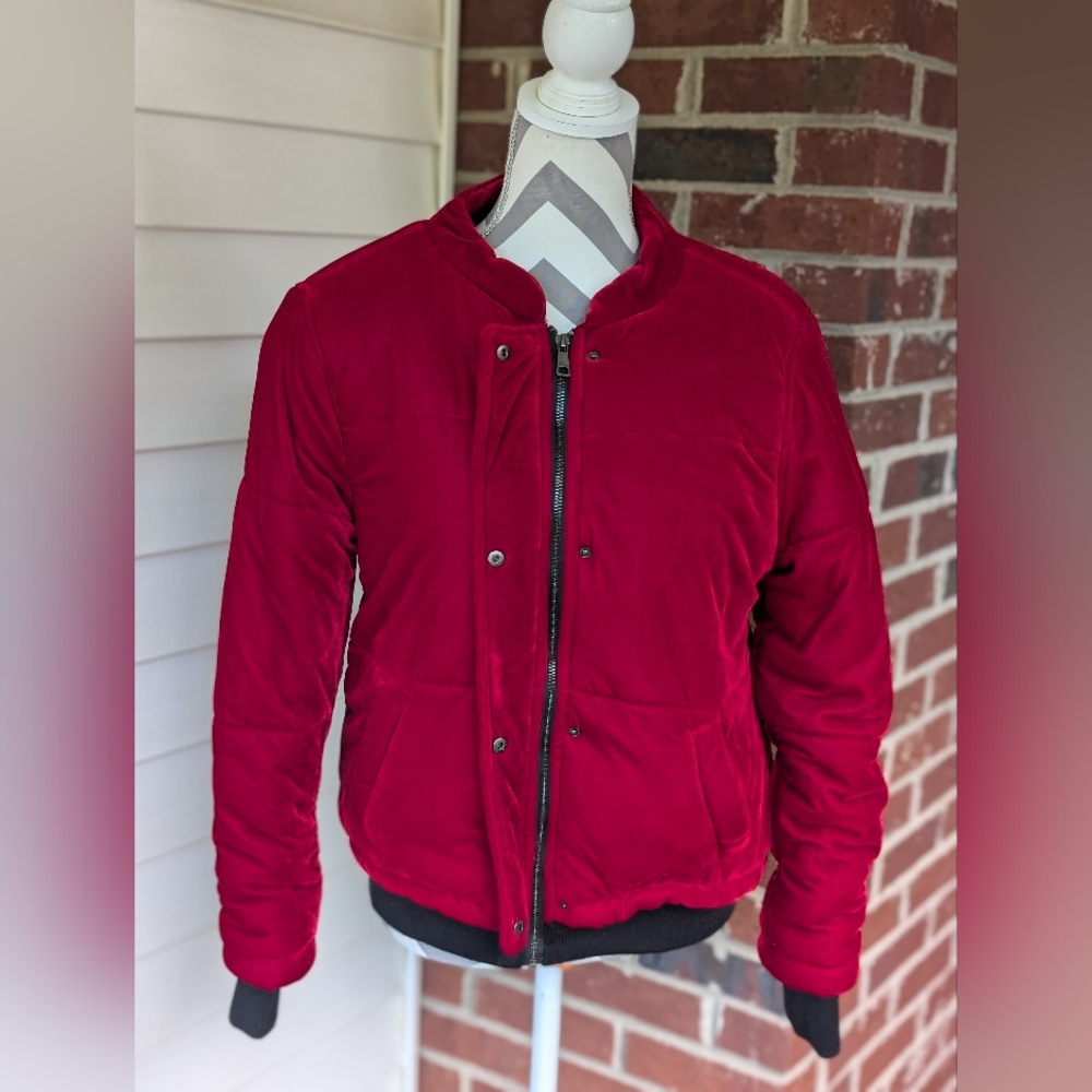 Red Quilted Velvet Jacket